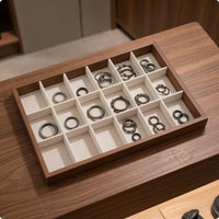 Rectangular Jewelry Display Tray Wood-Grain Walnut Jewelry Tray Small Accessories Elegant Design