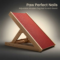Dog Ramp and Scratch Board with Treat Box for Nail Filing, Wooden Adjustable Height Design for Small Foldable Pet Stairs for Bed Access