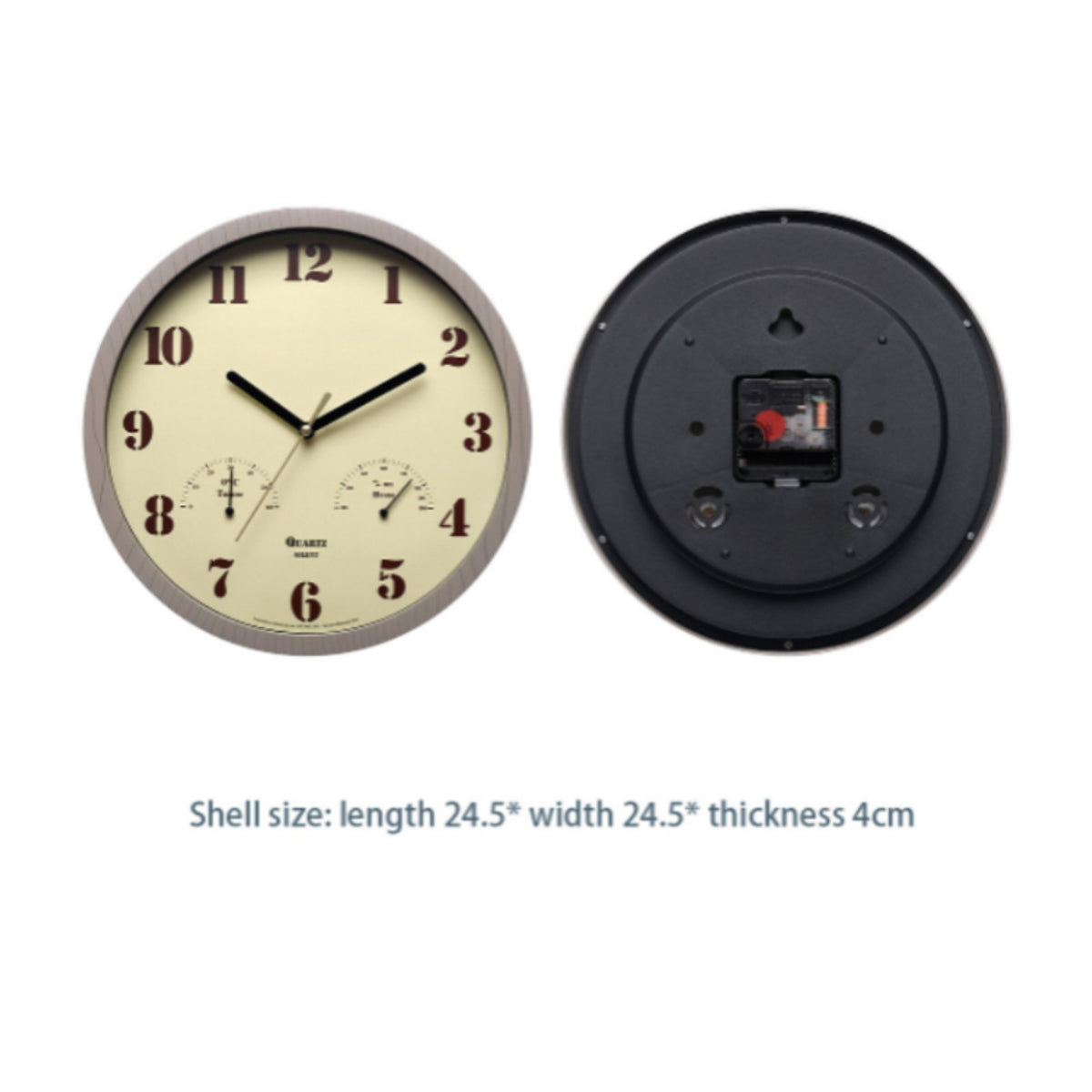 Wall Timepiece with Thermometer and Hygrometer Quartz Movement for Kitchen