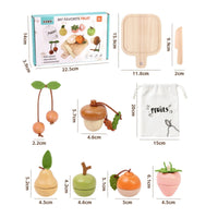 Wooden Cutting Fruit Culinary Play Pieces Set Realistic Wooden Cutting Produce Culinary Play Pieces Set Educational Kitchen Accessories for Preschool