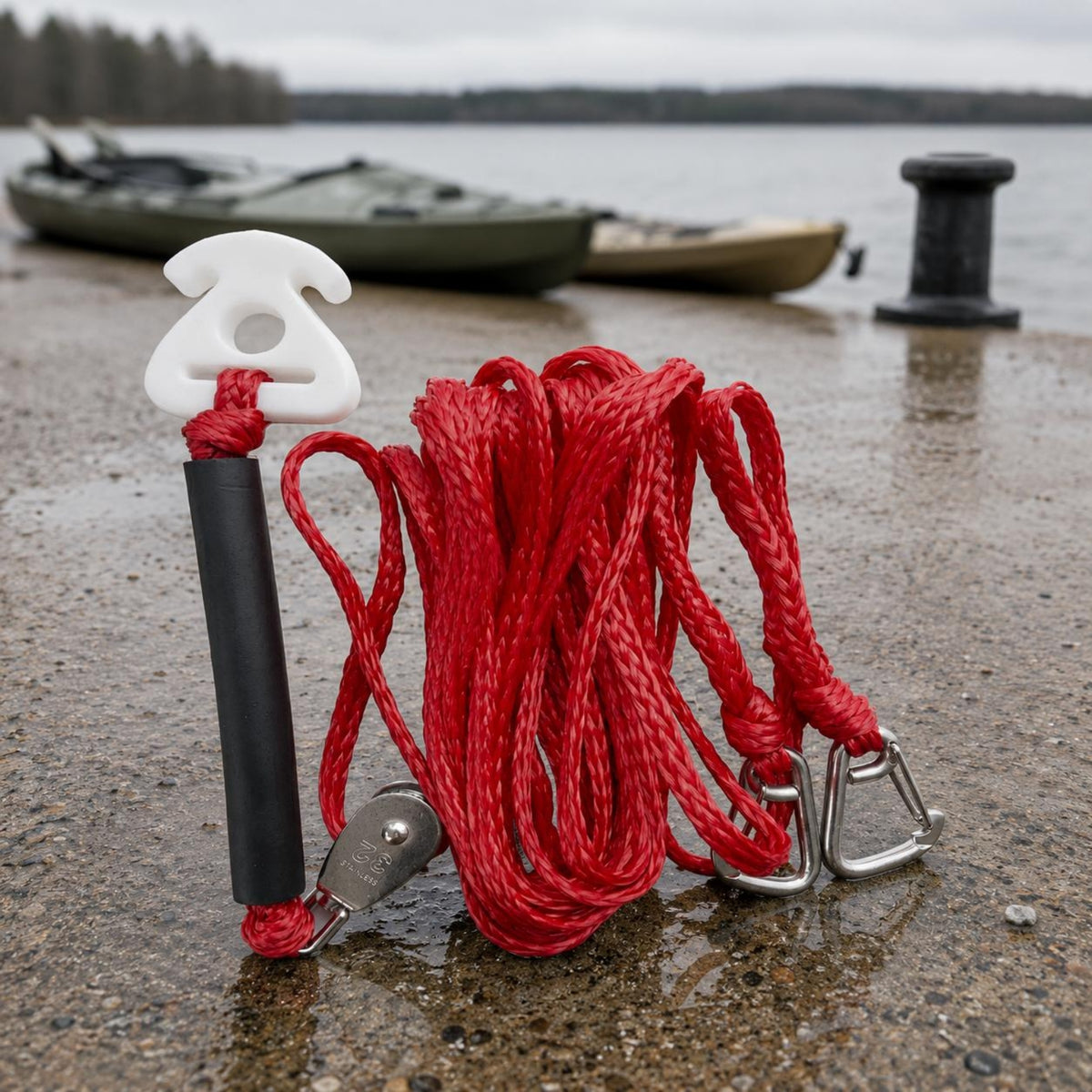 Braided Polyester V-Shaped Tow Harness Stainless Steel Hooks Tow Harness Rope Foam Sleeve Towing Strap Resin Connector for Watersports