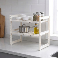 Sink Organiser and Storage Rack, 2 Tier Freestanding Sink Tidy, Kitchen Storage Organiser for Cupboard Organisation and Space Saving