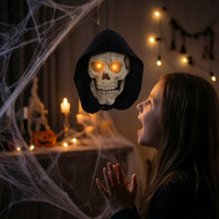 Moving Cranium Head Animatronic Cranium with Light-up Eyes Motion-Activated Halloween Prop for Porch, Doorway