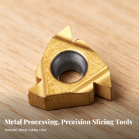Lathe Threading Kit Rectangular Shank Carbide Insert Set Gold Triangular for Thread Cutting