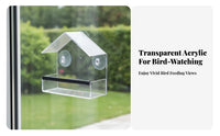 Acrylic Birds Feeder Easy to Clear Avian Window Feeder No Assembly Needed for Kids, Cat Owners, Balcony, Patio