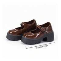 School Shoes Buckle Strap Elevated Sole Doll Shoes Rounded Toe