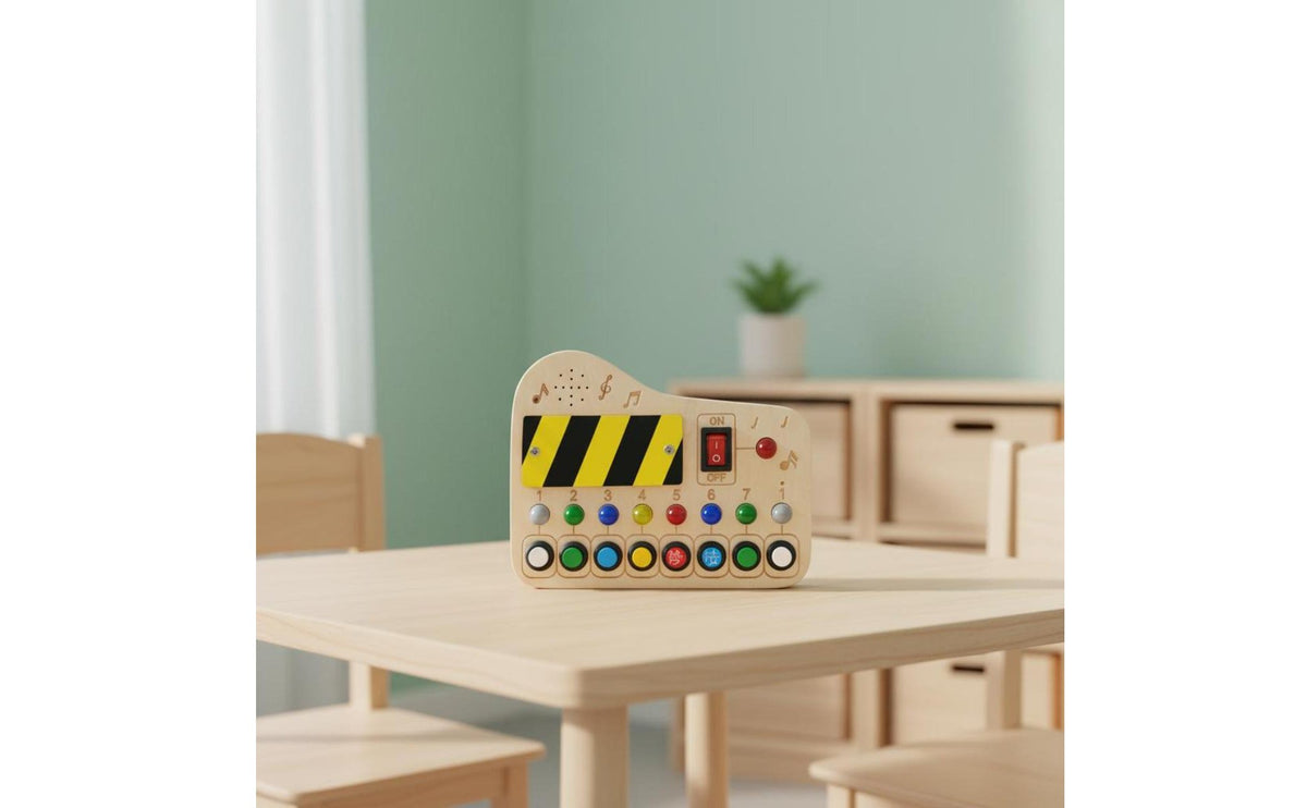 Early Learning LED Busy Board Cause and Effect Illumination Switch Busy Board Fine Movement Skills Hand-Eye Coordination for Toddlers, Kids