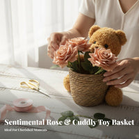 DIY Craft Project Bear Flower Arrangement Holder Teddy Bear Basket for Florists, Women, Holiday Celebration, Birthday Party, Home Decor