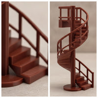 Miniature Spiral Staircase Wooden Staircase with Round Base Compact Decor for Hobbyists, Collectors, Dioramas, Miniature Gardens, Holiday Displays