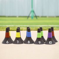 10 Pieces Basketball Cone Numbered Agility Training Cones Flared Cone with Anti-Slip Band for Athletes, Coaches, Soccer Practice
