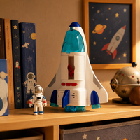 Space Playset Educational Toy Rocket Toy Space Base Toy with Astronaut Figure 4-6 Years Old Kids Birthday Present Light Up Sound Toy