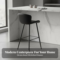 Light Luxury Metal Leg High Stool Comfortable Padded Seat Upholstered Counter Height Stool Anti-Slip Foot Pads Upholstered Kitchen Island Chair Sturdy Construction for Cafe Owners, Homeowners, Couples