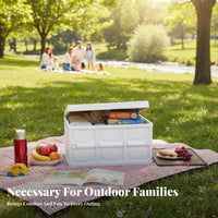 Portable foldable storage container with flat top Lid Large Capacity foldable storage container with Lid Stackable Outdoor gear sturdyDuty for vehicles Owners, household users, Camping, outdoor dining, travel excursions, Home Organization