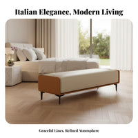 Light Luxury End-of-Bed Bench Italian Inspired Long Stool Minimalist Design Accent Seating adaptable Use for Boutique Owners, Interior Designers, Apartment Dwellers, Clothing shop, Living Room, Walk-in Closet, Entryway