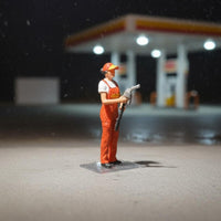 1:64 Gas Station Set Hand-Painted Model Accessory DIY Toy Scene for Hobbyists