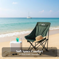 Padded High-Back Camp Chair Quick Fold Design Collapsible High-Back Chair Lightweight Camping Seat Long-Lasting for Beachgoers, Backpackers, Fishing, Picnic, Hiking, Backyard