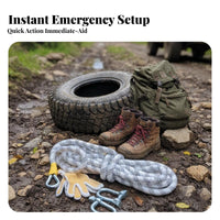 Heavy-Duty Car Tow Rope High Break Strength Vehicle Recovery Strap Reinforced Hooks Towing Equipment Weather-Resistant for Truck Owners, Terrain-Road Enthusiasts, Drivers, Roadside Emergency, Tough Terrain