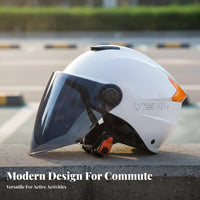 Motorcycle Half Helmet 3C Certified Half Shell Multi-Season Shielded Headwear for Summer Riding, City Commuting
