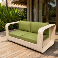 Outdoor Sofa, Garden Furniture, Black, 2-Seater, Modern Minimalist, Rattan Style
