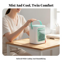 Mini Air Conditioner Fan Quiet Portable Air Conditioner Fan Humidifier Function USB Personal Space Chiller for Office, Dorm Room, Bedroom