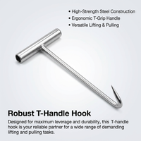 Heavy Duty Manhole Cover Hook, Steel Manhole for Industrial Use, Manhole Cover Hook for Garage, T-Handle Hook for Heavy Duty Lifting