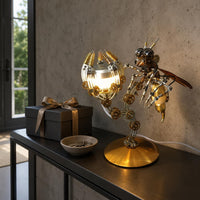 3D Metal Bee Assembly Tool Kit 3D Metal Bumblebee Ornament Lifelike Design Circular Base Cute Style Decorative