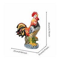 Ceramic Male Chicken Figurine Gift Idea Male Chicken Statue Colorful Statue Decor for Living Room, Beverage Cabinet, Entryway