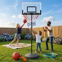 Rectangular Backboard Portable Basketball Stand Metal Frame Adjustable Basketball Hoop Netted Rim Sports Equipment