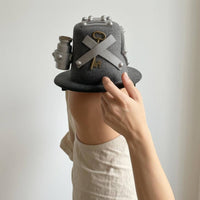 Industrial Steampunk Mini Hat Silver-Toned Miniature Top Hat Textured Costume Accessory