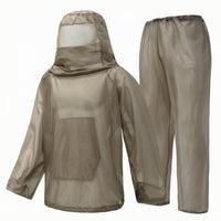 Hooded Mesh Top and Pants Lightweight Protection Suit Breathable Hooded Jacket Set for, Farming, Fishing