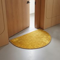 Semi-Circular Gold Prosperity Entrance Mat Non-Slip Floor Rug for Living Room Hallway