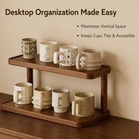 Walnut Wood Desk Shelf, Minimalist Monitor Stand for Home Office, Reinforced Desktop Organizer Tabletop Shelf