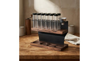 Coffee Bean Storage Display Rack Wooden Coffee Foundation Station Organizer Black Metal Frame Bottle Display Stand