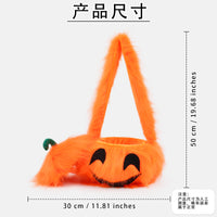 Halloween Plush Pumpkin Head Bag for Trick or Treat Party