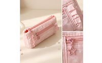Cute Textile Pencil Case Portable Pencil Case with Zipper Lightweight Zippered Stationery Pouch Soft for Students