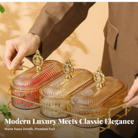 Light Luxury Design Multi-Compartment Nut Serving Platter Dust and Divided Serving Tray with Lid Removable Compartments