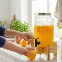 Water Dispenser and Drink Dispenser with Tap, Round Beer Dispenser with Stand and Screw Lid, Large Capacity Beverage Dispenser