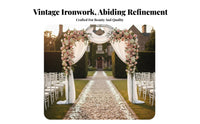 Distressed Finish Wedding Arch Freestanding Design Metal Garden Arch Weatherproof Wrought Iron Archway Heavy-Duty for Gardeners, DIY Enthusiasts, Homeowners, Backyard, Patio, Pathway, Party Venue