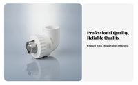 White Plastic Thread Adapter Ribbed Collar PPR Elbow Fitting Male Threaded Elbow Fitting