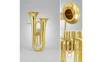 Gold-Colored Euphonium Beginner-Friendly Three-Valve Euphonium Upright Brass Instrument Resonant for Beginners, Students, Practice, Lessons, Performances