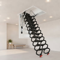 Folding Loft Staircase Overhead-Mounted Retractable Loft Ladder Space-Saving Pull down Attic Ladder for Homeowners, Builders, Mezzanine