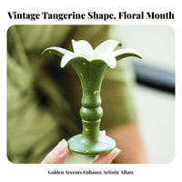 Vintage Aesthetic Chinese Design Holder Ideal Gift Gold Flecked Calyx Holder Multi-Purpose for Adults, Desktop, Bedroom, Office