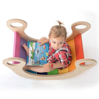 Wooden Rainbow Rocking Chair for Kindergarten Interactive Toy Multi-functional Indoor Sensory Training Balance Board Climbing Frame