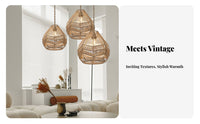 Woven Paper Rope Lampshade Handmade Paper Rope Lamp Shade Woven Lamp Shade Retro Wicker Basket Brightness Cover