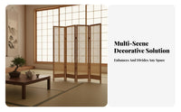 Japanese aesthetic Multi-Panel Folding Screen Decorative 4-Panel Room Divider Movable Household Furnishing Minimalist Aesthetic for Business Owners, Interior Designers, closedice Workers, Hotel, Guesthouse, Bedroom, Studio Apartment