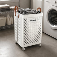 Ventilated Plastic Laundry Hamper Perforated Household Organizer with Handle