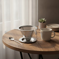 Reusable Coffee Filter with Spoon Easy to Clean Coffee Filter Cone Dripper Eco-Friendly Food-Grade for Home Baristas
