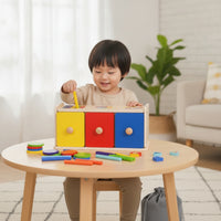 Child-Centered Wooden Color and Shape Sorter Hand-Eye Coordination Wooden Box with Drawers Matching Box with Drawers Learning for Homeschool