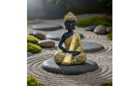 Weather Resistant Solar Buddha Statue Light Hand-Carved Look Outdoor Decoration for Yard, Patio, Balcony