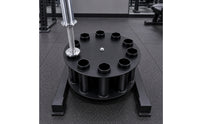 Matte Black Rotating Barbell Rack Compact Metal Barbell Storage Rack Industrial Space-Saving Design